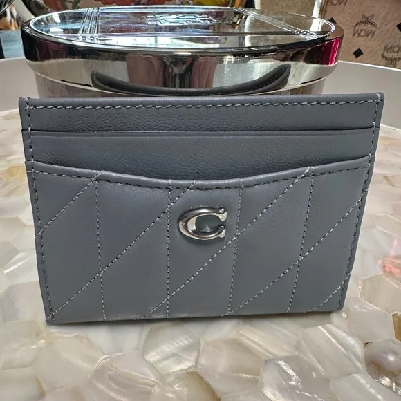 Coach quilted card case gray/blue so nice! - Picture 1 of 6